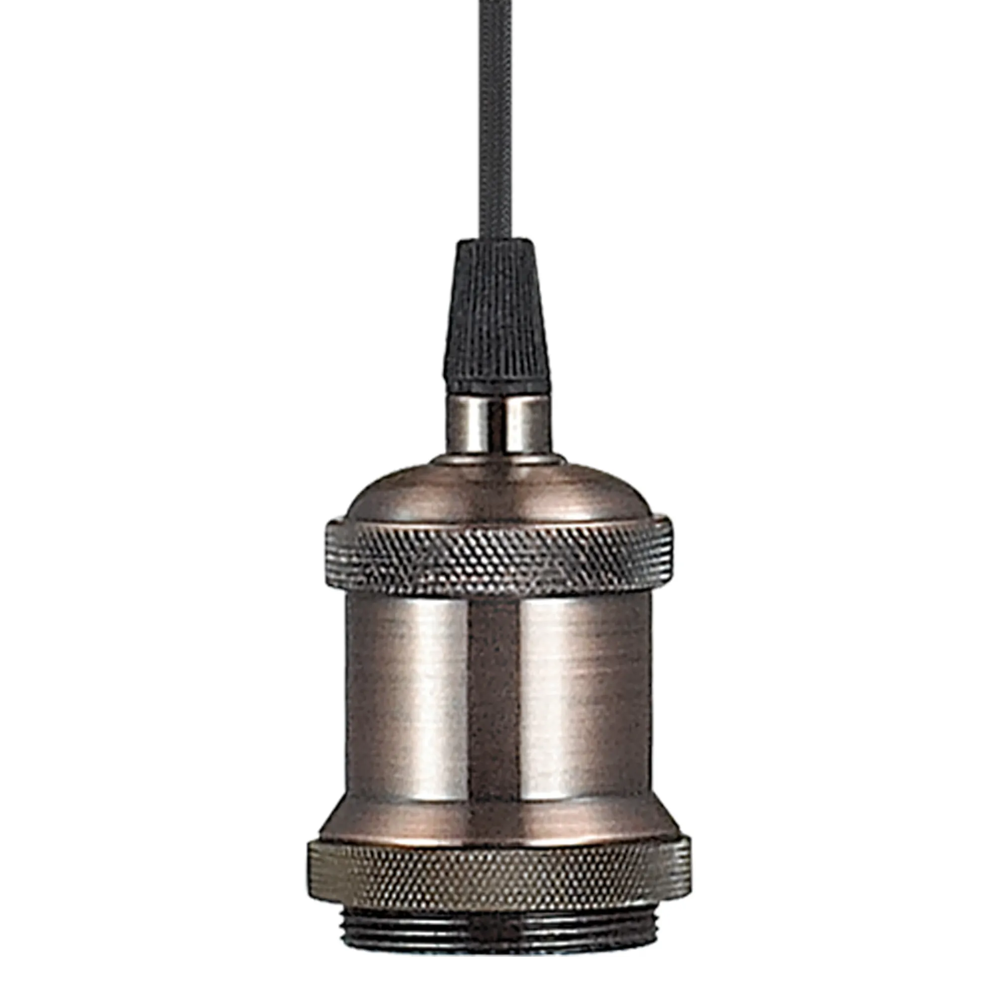 Dreifa 1.5m Single Pendant, 1 x E27, Antique Copper/Black Braided Cable (Maximum Load 1.5kg) D0172  Deco Dreifa Pendant